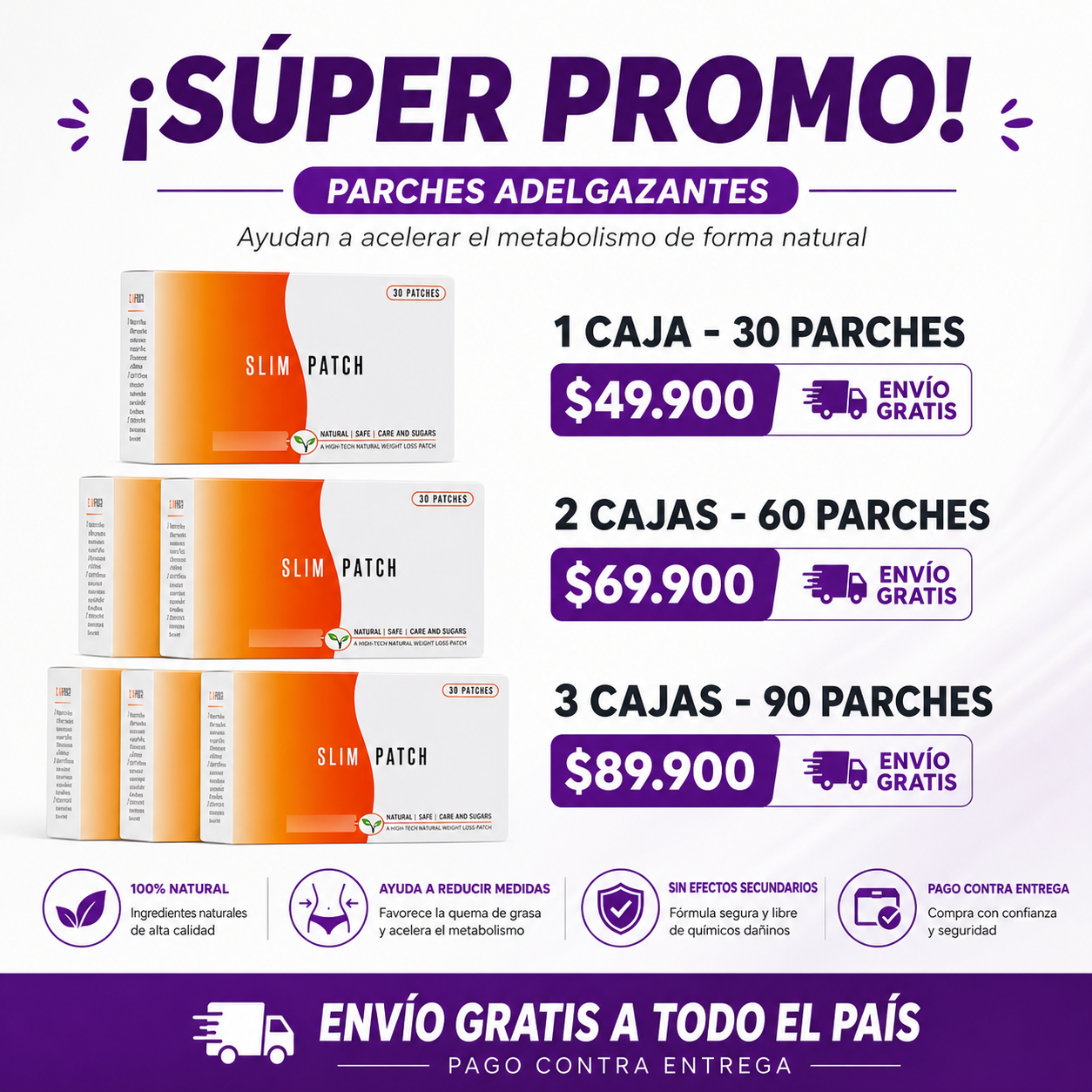 CAJAS PARCHES ADELGAZANTES SLIM PATCH CAJA x 30